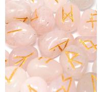 Rose Quartz Rune Stone Set In Pouch - Mystical Divination & Tarot
