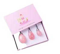 Rose Quartz Yoni Egg Kegel Exercise Egg Natural Pink Crystal Women Massage Ball,3Eggs with Box