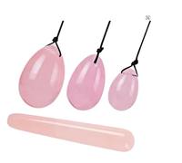 Rose Quartz Yoni Egg Kegel Exercise Egg Natural Pink Crystal Women Massage Ball,Whole Set
