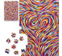 ROSE RAIN Hard Impossible 1000 Piece Jigsaw Puzzle for Adults Dust-Free Thick HD Board with Letters on Back, Colorful Heart Swirl Abstract Art Vibrant Rainbow Love Mindfulness Brain Teaser Unique Gift