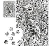 ROSE RAIN Hard Impossible 1000 Piece Jigsaw Puzzle for Adults Dust-Free Thick HD Board with Letters on Back Steampunk Mechanical Owl Gears Vintage Art Mindfulness Brain Teaser Unique Gift