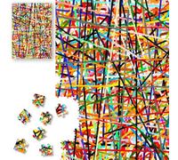 ROSE RAIN Hard Impossible 1000 Piece Jigsaw Puzzle for Adults Dust-Free Thick HD Board with Letters on Back Color Chaos Lines Rainbow Abstract Art Modern Geometric Brain Teaser Mindfulness Unique Gift