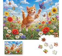 ROSE RAIN Premium 500 Pieces Jigsaw Puzzles for Adults Dust-Free Thick HD Board with Letters on Back Cute Cat Butterfly Meadow Animal Nature Colorful Flower Landscape Art Stress Relief Unique Gift