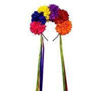 Rose Rainbow Floral Hairband Hair Hoop Colorful Flower Tassels Hair Styling For Live Show Headbands For Carnivals Black And Red Devil Costume Headbands