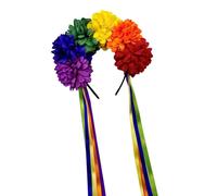 Rose Rainbow Floral Hairband Hair Hoop Colorful Flower Tassels Hair Styling For Live Show Headbands For Carnivals Black And Red Devil Costume Headbands