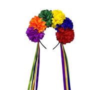 Rose Rainbow Floral Hairband Hair Hoop Colorful Flower Tassels Hair Styling For Live Show Headbands For Carnivals Black And Red Devil Costume Headbands
