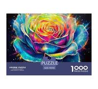 Rose Recycled Paper 1000 Piece Jigsaw Giant Rainbow Rose Glowing Edges Puzzle - for Adults Educational Game Decompression Wall Decoration70x50cm/1000pcs