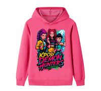 (Rose Red, 120cm) Kpop Demon Hunter Girls Group Middle and Large Children's Boys and Girls Hoodies Sweatshirt B1213