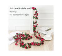 (Rose Red) Artificial Spring Small Peony Ivy Leaf Vine Home Decor