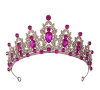 Rose Red Crystal Wedding Tiaras Women Tiara Bride Crowns Royal Queen Headband Princess Headpieces for Birthday Prom Pageant Graduate Costume Party Wedding Dress Accessories
