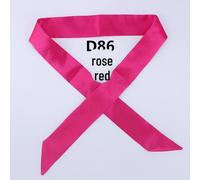 (rose red, D86) Korean Style Solid Color Silk Satin Narrow Scarf - Versatile Fashion Accessory for Women