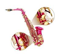 Rose Red Eb Alto Saxophone for Adult Beginners Brass Flat Key Includes Case Strap and Glove Accessories Beginner Saxophone(Rose red)