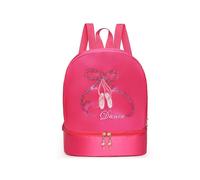 (Rose red) Girls dance backpack Latin ballet school bag independent shoe warehouse princess bag