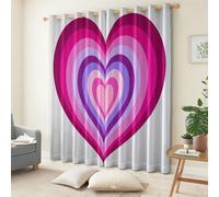 Rose Red Kids Blackout Curtains 29.5 x 65 Inch, Modern Geometric Heart Shaped Gradient Print Light-Blocking Thermal Curtains, Noise-Reducing Easy-Clean Drapes Perfect for Nursery Bedroom Playroom