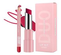 Rose Red Lipstick Lip Liner Set - Matte Pink Lipliner, Long Lasting & Waterproof Lipstick, Non-Fading, Highly Pigmented, Full-Coverage Lip Line Pencil Set - Gift For Women
