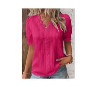 (Rose Red, M) Elegant Blouse White Shirt Lace Summer Fashion Pullover Top Office Lady Shirt Ropa Mujer Primavera Verano Blusas Femeninas