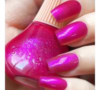 Rose Red Pearl Glitter Quick Dry Nail Lacquer - Bright Pink Lustrous Nail Enamel, Iridescent Chrome Nail Art Varnish