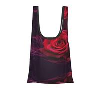 Rose Red Print Reusable, Foldable,Washable Grocery Bags Foldable in A Pouch Eco Tote Shopping Bag,Daily Shopping Loading