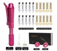 (rose red, rose Red package 3) New 2 IN 1 High Pressure Hyaluron Acid Pen Anti Wrinkle Lip Injection Hyaluron Gun Face Atomizer Tattoo Supplies Hyaluron Pen
