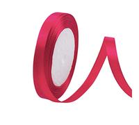 Rose Red Satin Ribbon 10mm, 23 Meters Rose Red Fabric Ribbons Double Sided Silk Ribbons for Gift Wrapping, Crafting, Hair Bows, Balloons, Sewing, Wreaths, Cakes, Wedding Party and Christmas Decoration