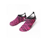 (Rose Red stripe, 10) Outdoor Wading Beach Shoes Swimming Surf Sea Slippers Quick-Dry Aqua-Soft Foldable