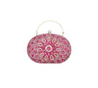 Rose Red Sunflower Rhinestone Evening Round Clutch Purse Bag