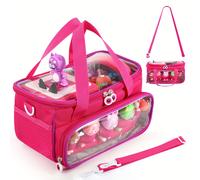 (Rose Red) Toniebox Portable Carrying Case, Shockproof Synthetic Storage Bag With Transparent Cover, Unfinished Finish, Zipper Organizer