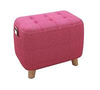 Rose Red Wooden - Square Soft Padded Footstool, Versatile Shoe Bench & Foot Rest for Living Room, Bedroom, & Patio - 45x25x27cm (18x10x11inch)