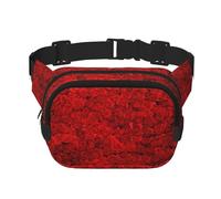 Rose Represents Love Square Double-Layer Waist Bag with All-Over Print,Durable Twill Fabric, Multi-Pocket Fanny Pack for Outdoor Sports Travel
