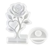 Rose Resin Mold Set, Silicone Tea Light Candle, Holder Kit, Reusable Epoxy Casting Form with Easy Demold System, Creative Craft Tool, Romantic Wedding Design Style, Party Use