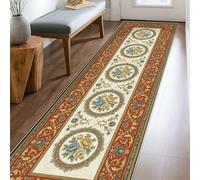 Rose Runner Rug, Traditional Elegant Chrysanthemum Floral None Cream Low Pile Home Floor Rectangle Print Carpet for Kitchen Laundry Room Doorway Entryway Decor 2x8 Ft