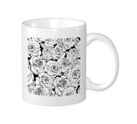 Rose Set Of 1 Printing Mug Abstract Modern Lines Geometric Flower Artistic Beautiful black white Ceramic lnsulated Unspillable Reusable Home Office Lab Kitchen Pantry With Handles Tea Cups 11 Ounce