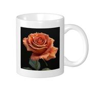 Rose Set Of 1 Printing Mug Cottage Beautiful Artistic Floral Leaves Beautiful Botanical orange black Ceramic lnsulated Unspillable Reusable Office Lab Kitchen Pantry With Handles Tea Cups 11 Ounce