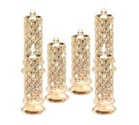 Rose Shadow LED Flameless Candles, Battery Operated Romantic Crystal LED Pillar Candles, 3/6/7PCS White Flameless Candles for Valentine Wedding Ramadan Christmas Home Decorations (6PCS)