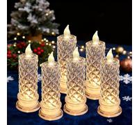 Rose Shadow LED Flameless Candles, LED Crystal Candle Lights Set of 4, Battery Operated Flameless Pillar Candles with Realistic Flickering Flame for Christmas, Wedding, Home Table Decorations (6*Pcs)