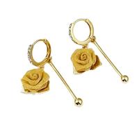 Rose Shaped Drop Earrings Alloy Metal Lightweight Design Versatile Jewelry Accessory For Parties Dating Office Elegant Rose Tassels Earrings Party Accessories