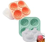 Rose Silicone Ice Cube Mold, 2 Pack 3D Flower Ice Tray for Whiskey, Cocktails and Drinks