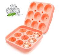 Rose Silicone Ice Cube Tray with Lid, 9 Cavity Ice Cube Tray Silicone 3D Rose Ice Mold, Easy Release Large Ice Cube Form for Chilled Cocktails Whiskey Bourbon & Homemade Juice