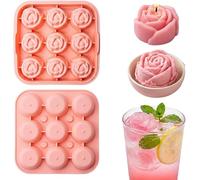 Rose Silicone Mold 9 Cavity Square Rose DIY Ice Cube Trays with Lid Flowers Shaped Mold Silicone Easy Release Trays for Chilled Drinks, Cocktails and Whiskey Wine Ice Cube Tray 4.9 x 4.9 x 1.8 Inches