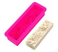 Rose Silicone Soap Moulds 20oz Flower Silicone Soap Mold 9.84x3.42x2.16 inch Rectangle 3D Embossed Craft Mould for Handmade Soaps Candle Fondant Chocolate(Rose)