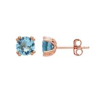 Rose Silver aqua CZ Double 4 Claw Solitaire Stud Earrings 6mm - GVE492AQ Jewelco London Rose Gold One Size