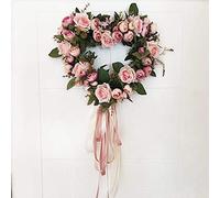 Rose Simulation Flower Garland Fake Flower Hanging Decoration Door Decoration Heart-shaped Garland Door Lintel Decoration Wedding Wedding Room Home Furnishing Can Be Wreath Ring Autumn Decorations