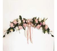Rose Simulation Flower Garland Fake Flower Hanging Door Decoration Heart-shaped Garland Door Lintel Decoration Wedding Wedding Room Home Furnishing Can Be Customized-b Wreath Ring Autumn Decorations