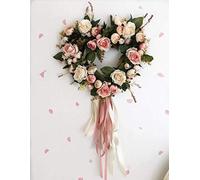 Rose Simulation Flower Garland Fake Flower Ornament Door Decoration Heart-shaped Garland Door Lintel Decoration Wedding Wedding Room Home Furnishing Can Be Wreath Ring Autumn Decorations