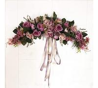 Rose Simulation Flower Wreath Fake Flower Hanging Door Decoration Heart-shaped Wreath Door Lintel Decoration Wedding Wedding Room Home Furnishing Can Be Customized-c Wreath Ring Autumn Decorations