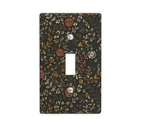 Rose Single Light Switch Cover Plate, Botanical Vintage Floral Leaf Fall Green Plastic Standard Size Decorative Wall Plates for Living Room Bedroom Home Office Decor (Single)