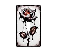 Rose Single Light Switch Cover Plate, Gothic Dark Thorns Drips Halloween Black Plastic Standard Size Switch Plate Decorative for Home Living Room New Apartment Decor (Single)