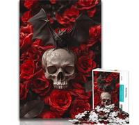 Rose Skull 1000 Piece Jigsaw Puzzles for Adults,Challenging Game Gifts for Is Ideal As A Gift for The Whole Family 38x26cm