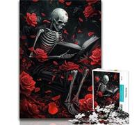 Rose Skull 1000 Piece Jigsaw Puzzles for Teenagers,Family Game Stress Reliever Difficult Challenge Artists Collection,Fine Art (38x26cm)