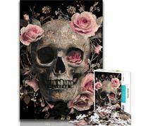 Rose Skull 1000 Piece Jigsaw Puzzles for Teenagers Gifts,Help The Brain Exercise Addictive Toys to Cultivate Patience Great Gift 38x26cm